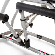 Peak Pilates MVe Fitness Chair close up of a frame with visible components on a white background.