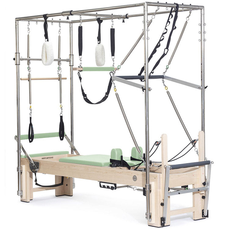 Elina Pilates Elite Cadillac Reformer in green upholstery