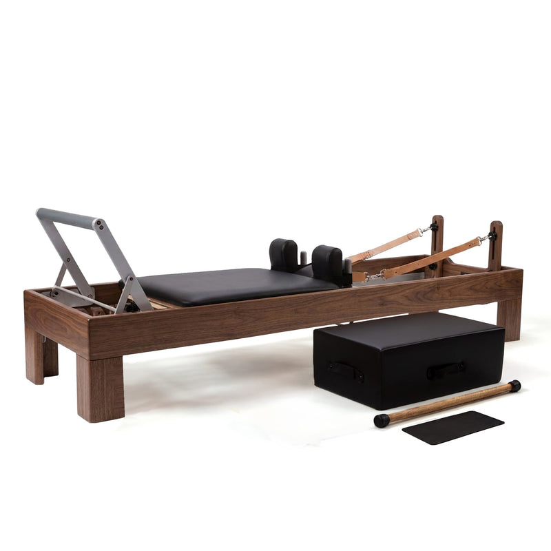 Peak Pilates Artistry Reformer with Leather in walnut finish